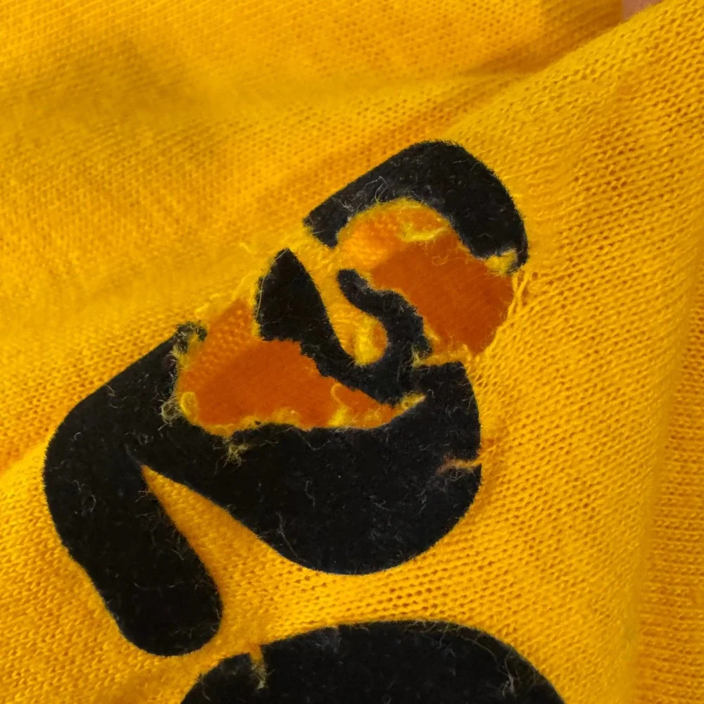 Vintage T-Shirt Kids Large Yellow 1979 Pittsburgh Steelers Ringer